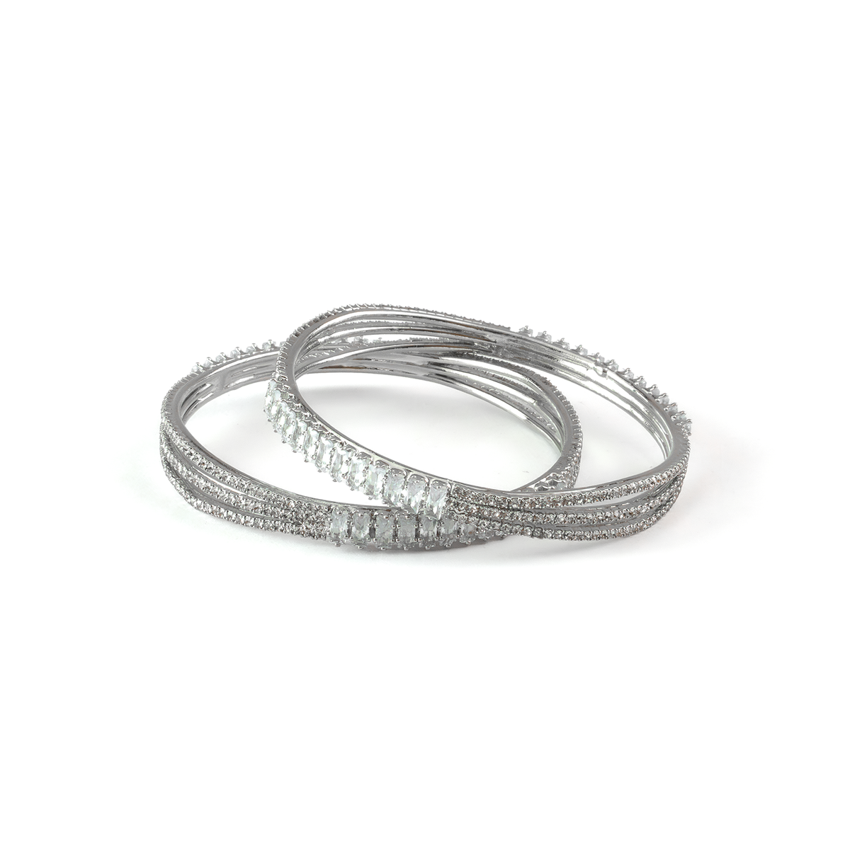 Stargaze Stone Crystal bangles in silver plated finish with shining crystal stones – view 10 of 16